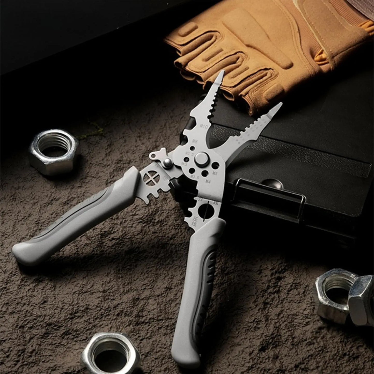 10-in-1 Professional Electrician Wire Stripper Pliers Heavy Duty Cable Cutting Crimping Tool Stainless Steel with Non-Slip Grip