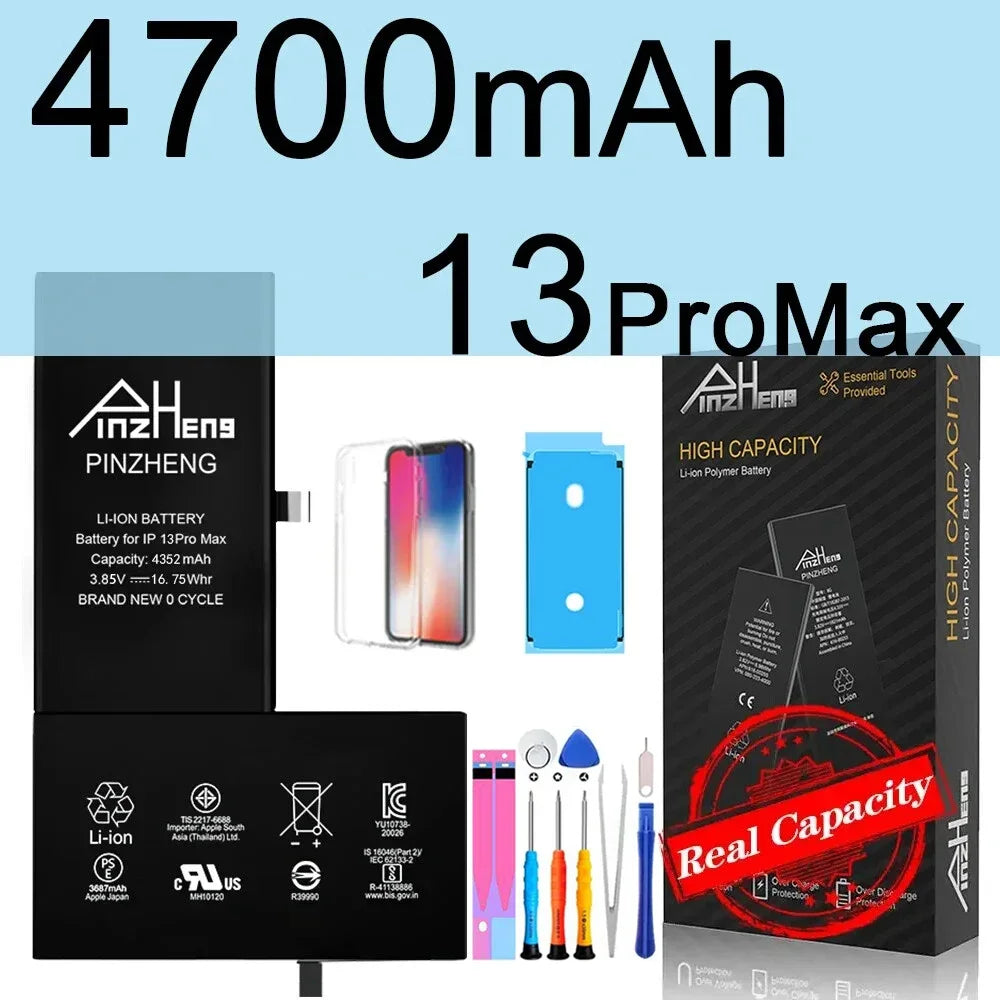 PINZHENG High Capacity Replacement Battery for iPhone X, XR, XS, 11, 12, 13 Mini Max Pro – 1-Year Warranty