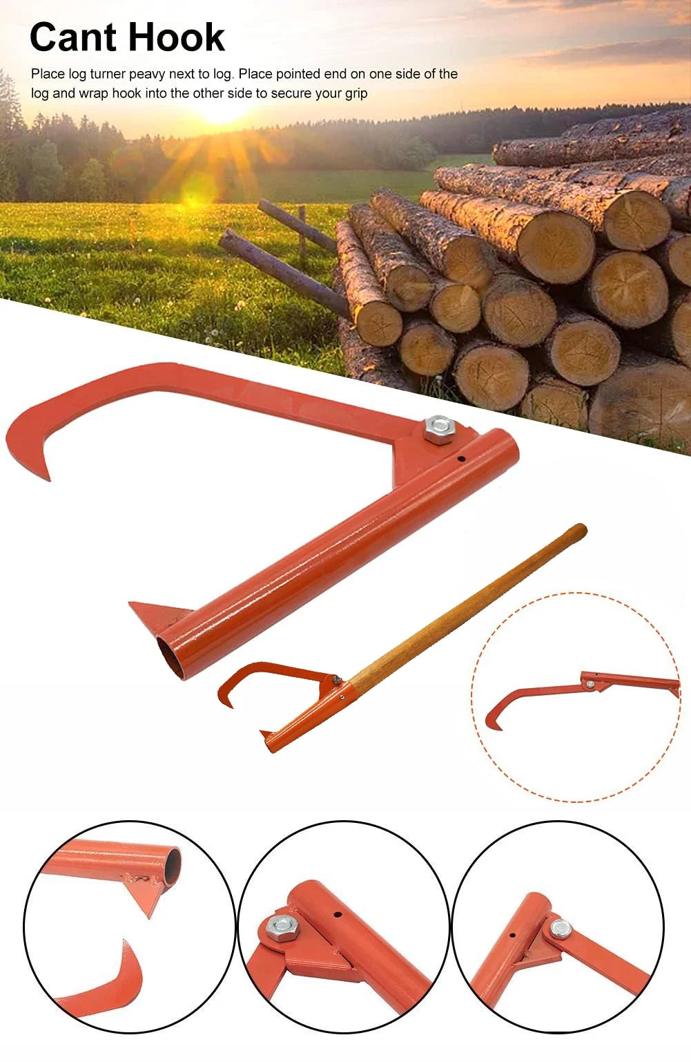 Firewood Puller Solid Wide Application Stainless Steel Heavy-duty Steel Felling Bevel Hooks Pull Firewood Wood Saving Tools