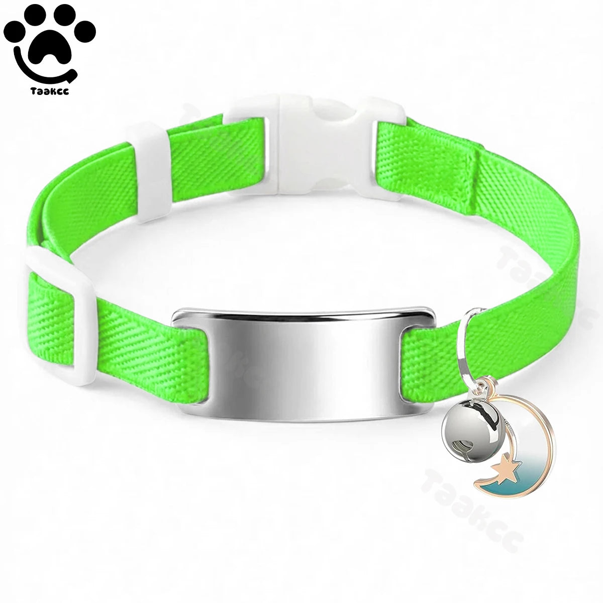 Customized Fashion Elastic Cat Collar Free Engraved Puppy Kitten Anti-lost Pet ID Nameplate Necklace With Bell & Moon Ornament