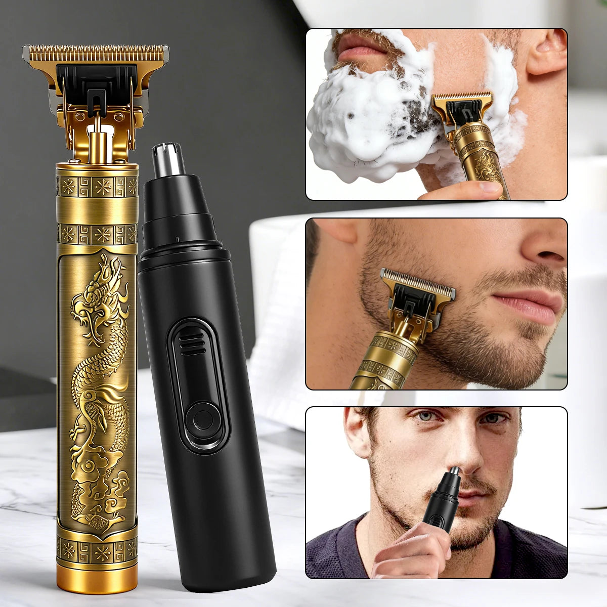 Men's Beard Grooming Kit — T9 Trimmer, Oil, Balm, Brush & Comb