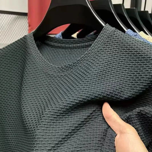 Men's Ice-Silk Tee - Crew Neck, Cool Breathable Business Casual