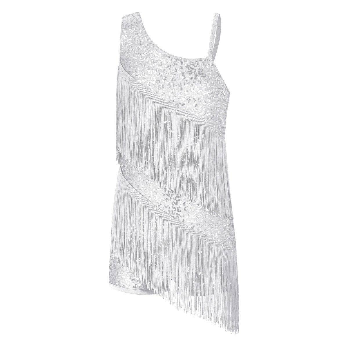 Girls sequin tassel Latin dress with shorts