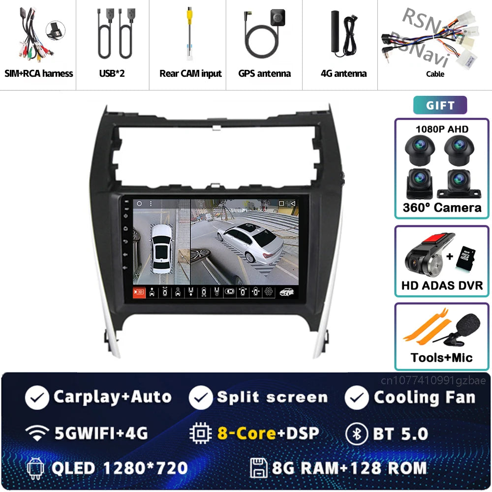 Android 16 For Toyota Camry US 2012 - 2014 2K QLED Android Car Radio Multimedia Video Player GPS Stereo CarPlay 4G Head Unit