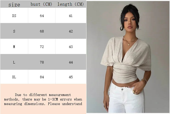 Women's Deep V-Neck Short Sleeve Fitted Tee — Apricot