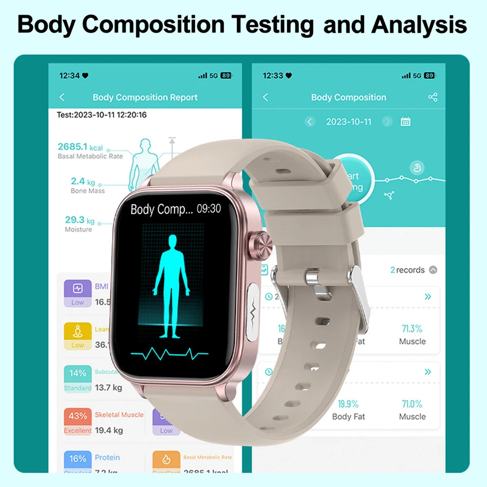 2026 New Al Science Diagnosis Blood Lipids Uric Acid Blood Oxygen Smart Watch Men ECG+PPG Voice Bluetooth Call Health Smartwatch