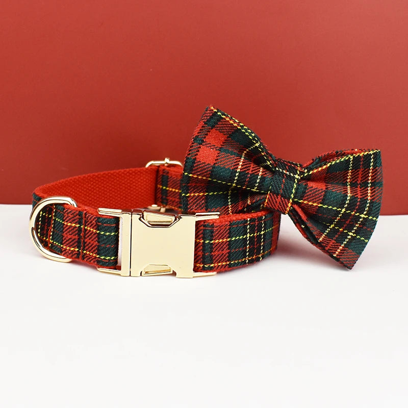 Padded Dog Collar & Leash Set - Plaid & Velvet Bow Styles, S-XL - photo 20