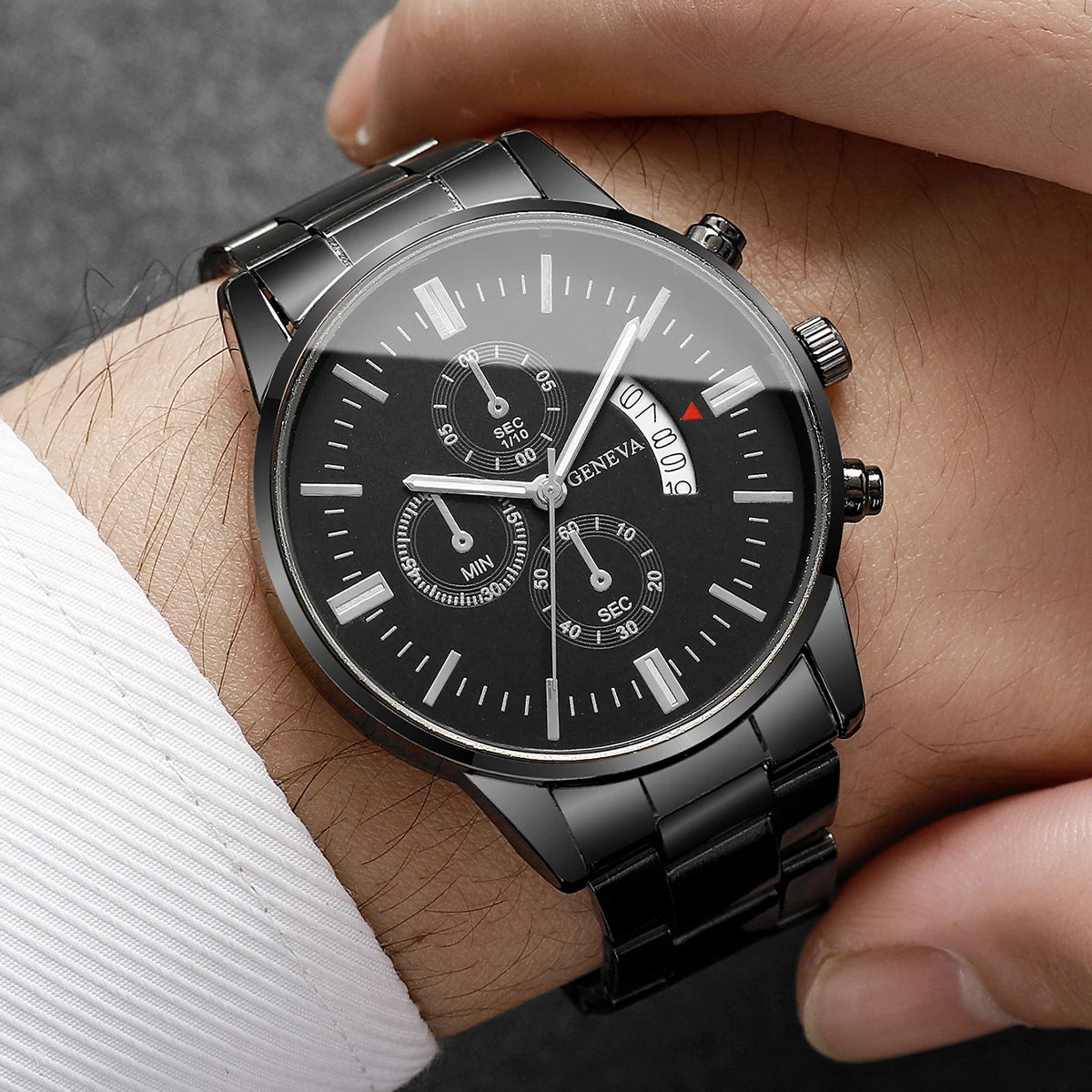 Men's Business Quartz Watch with Calendar – Classic Luxury Dress Watch, Stainless Strap