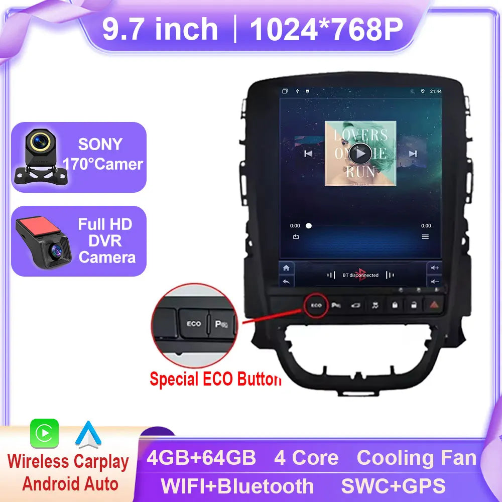 Android Car Stereo for Opel Astra J, Vauxhall, Holden, Cascada (2009–2015) — CarPlay, Android Auto, GPS, WiFi