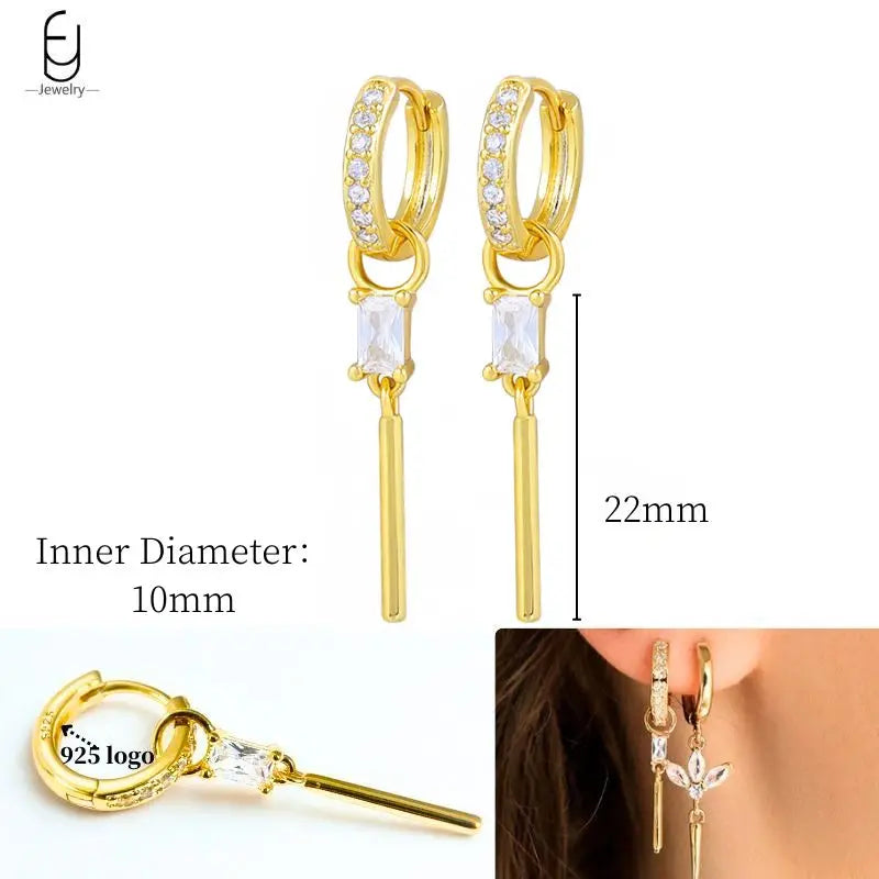 925 Sterling Silver Crystal Drop Earrings for Women - Heart & Flower Studs