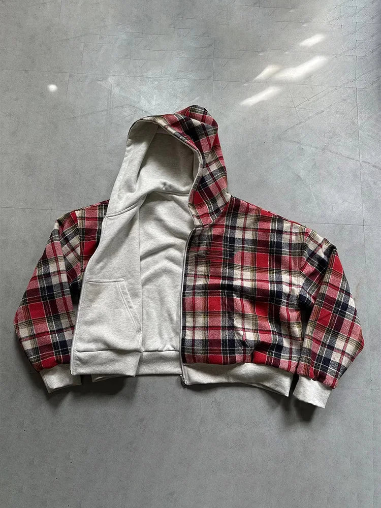 Women's Reversible Plaid Zip-Up Hoodie