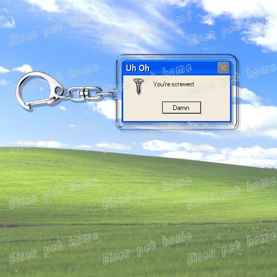 Creative XP Window Keychains for Accessories Bag Funny Task Failed Successfully KeyChain Ring Jewelry Fans Gifts Keyrings