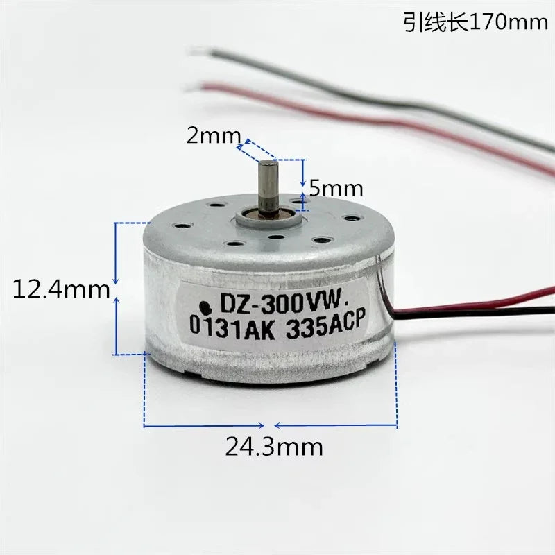 3V-6V 3.7V 5V 6V 7550RPM Micro DC Motor 24mm Round Spindle 2mm Shaft (RF-300) for DIY Toys/Solar Power Models/Fan Projects