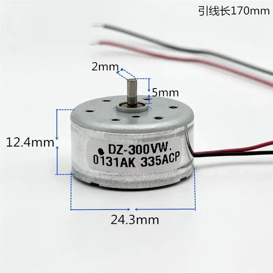3V-6V 3.7V 5V 6V 7550RPM Micro DC Motor 24mm Round Spindle 2mm Shaft (RF-300) for DIY Toys/Solar Power Models/Fan Projects