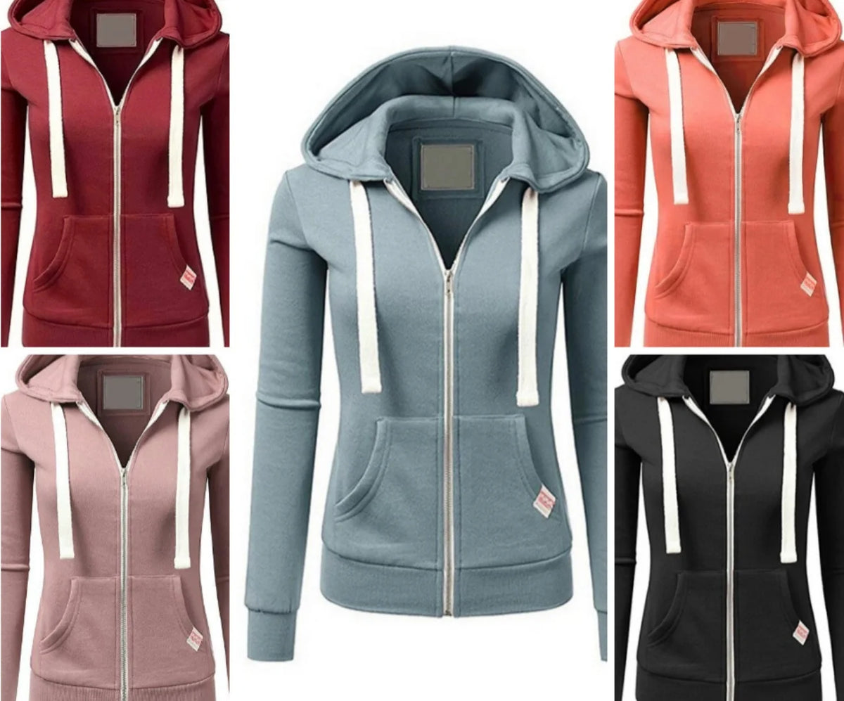 Women's Zip Up Hooded Sweatshirt - Casual Long Sleeve Jacket - photo 3