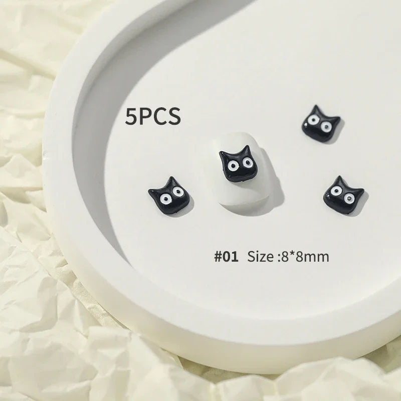 5pcs Halloween Nail Gems Decoration Charms Strass Ongles Nail Rhinestones Halloween Nails Accessories Christmas Nail Art Charms