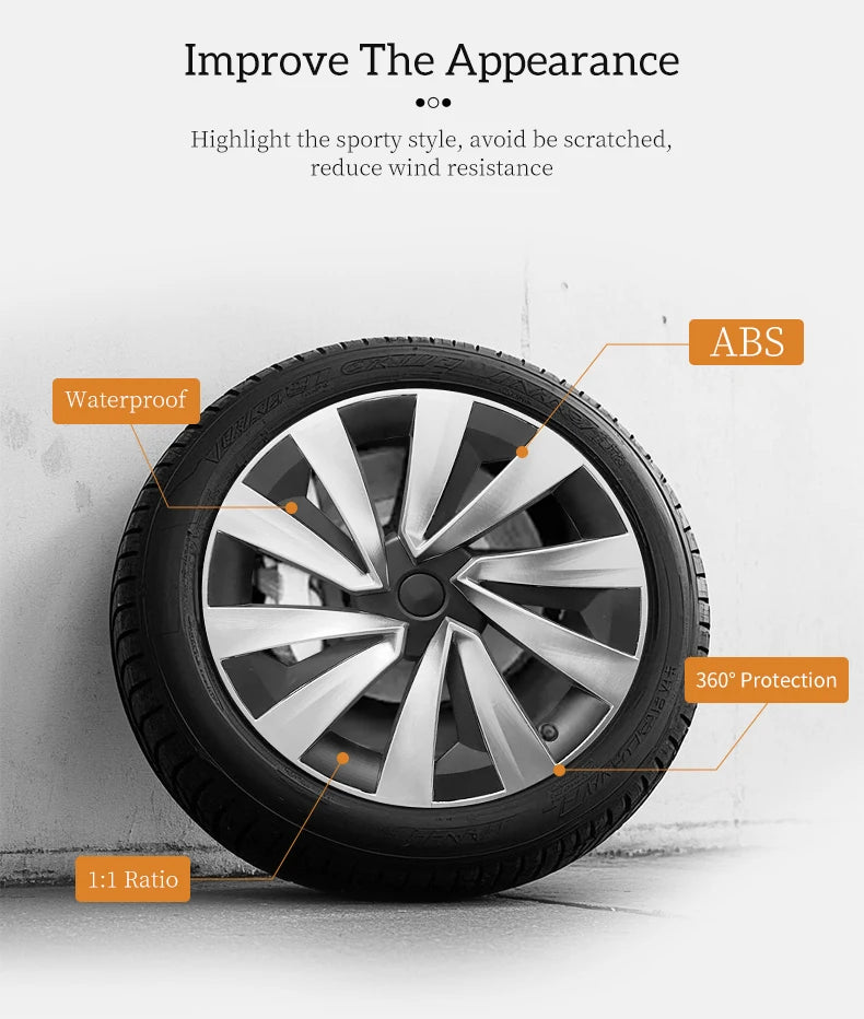 4PCS Wheel Cover for Tesla Model Y Juniper 2026-2026 19 Inch Car Replacement Wheel Cover Automobile Hub Cap Full Rim Car