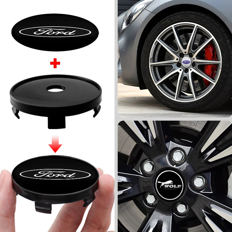 4Pc 56mm 60mm 54mm Car Wheel Center Hub Cap For Ford Fiesta Mondeo Fusion Explorer Escape Focus Kuga Rim Cover Sticker Accessory