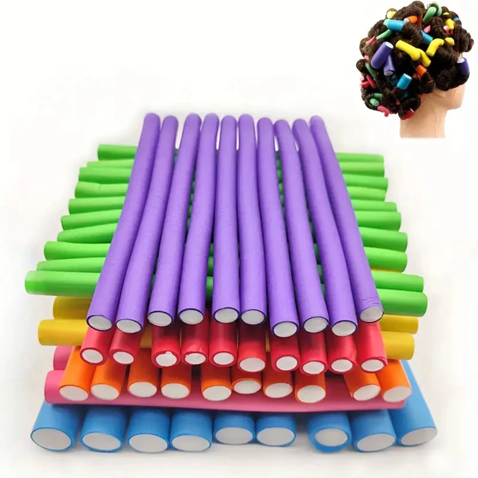 Beauty Salon Heatless Flexible Hair Rollers Curlers 42-pack 7" Soft Foam Flexi Twist Curling Rods for Short Long Hair