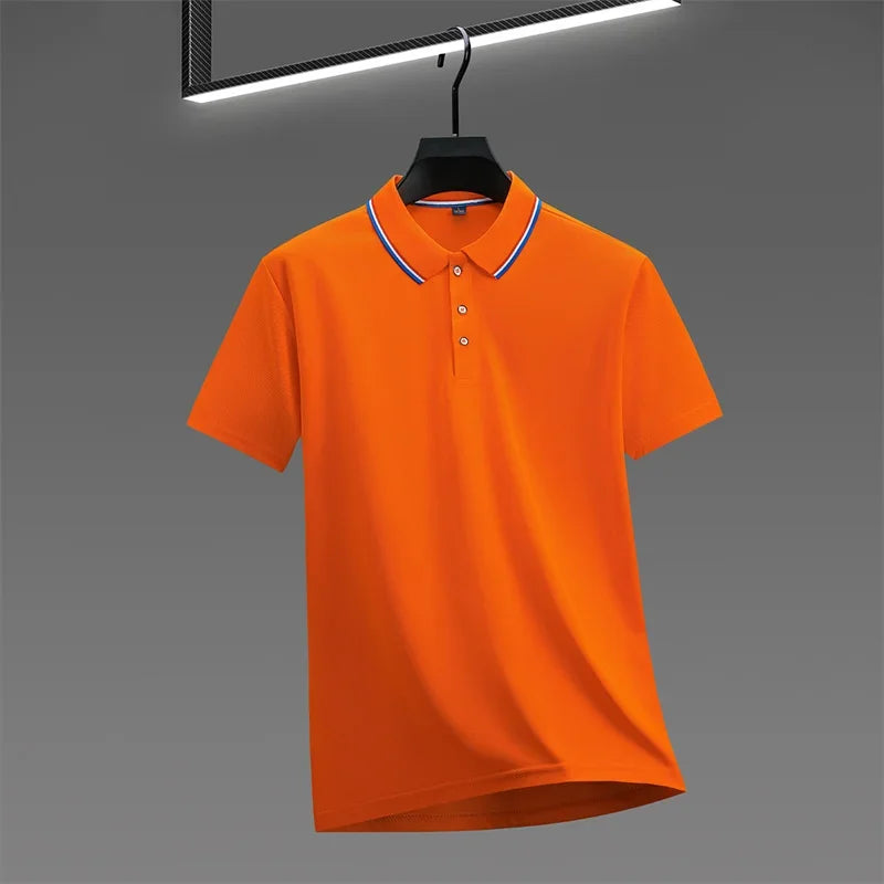 Men's Solid Polo Shirt - Anti-Wrinkle Knit, Versatile Summer Top