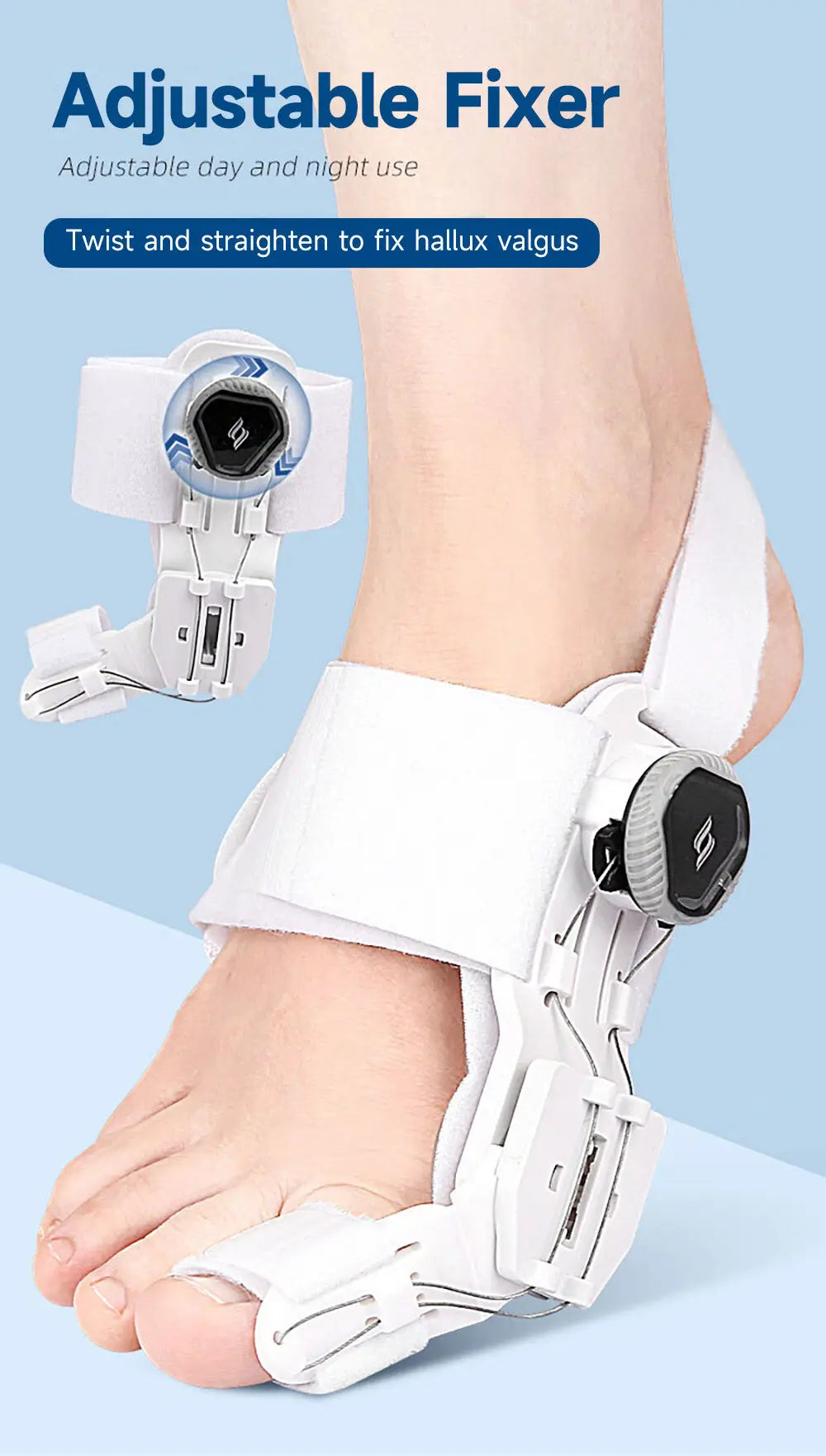 Toe Straightener Bunion Corrector Unisex Valgus Adjustable Toe Corrector Rotatable Separator Splint Braces for Left Right Foot