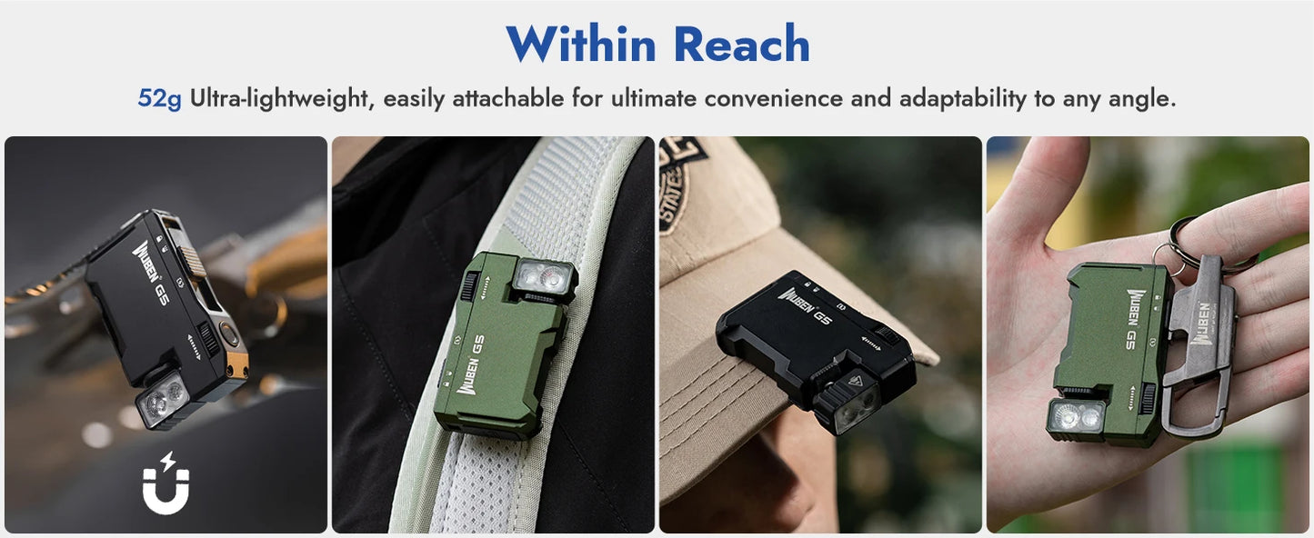 WUBEN G5 Rechargeable EDC Flashlight, 400 Lumens Dual Light Sources Mini Flashlight with RGB Light, Portable Pocket Flashlights