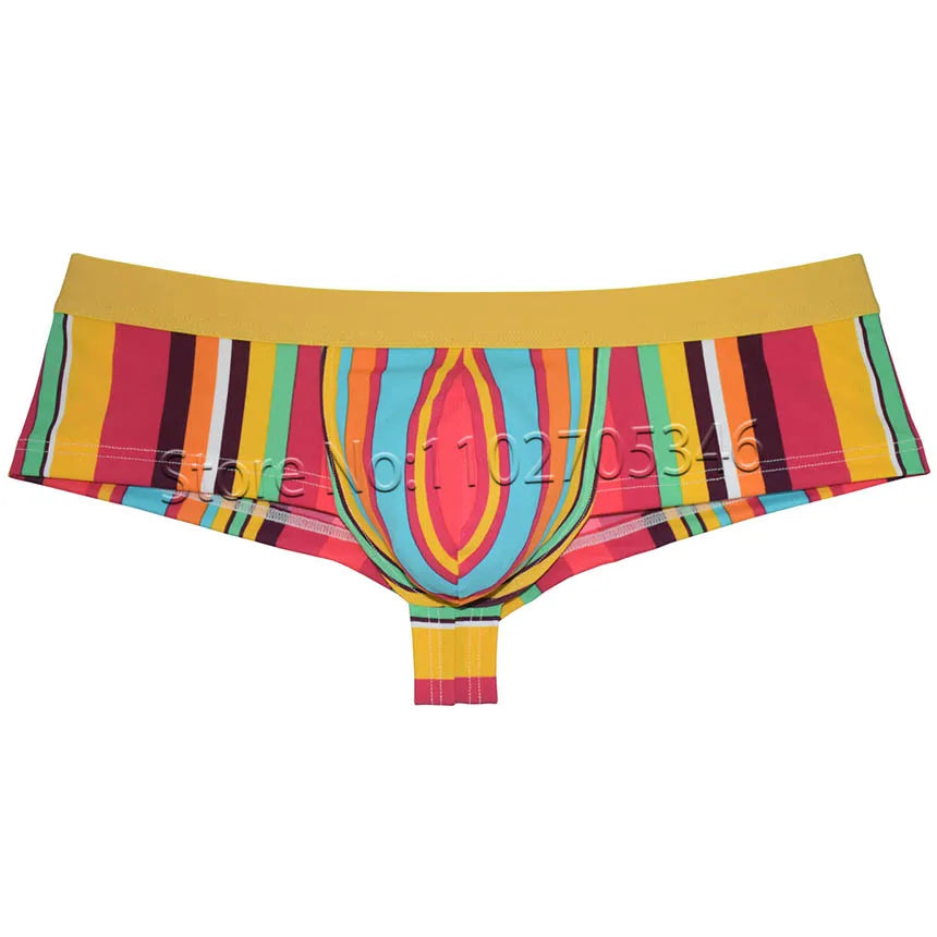 Men's Bikini Boxershorts Brazilain Underwear Male Swim Briefs ThongS Bulge Pouch Cheeky Trunk 1/2 Back Coverage Panties Printed