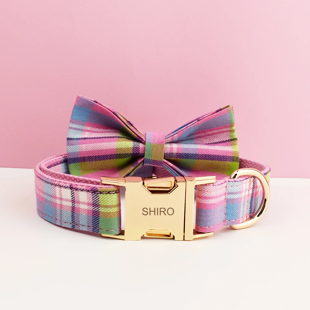 Padded Dog Collar & Leash Set - Plaid & Velvet Bow Styles, S-XL - photo 16