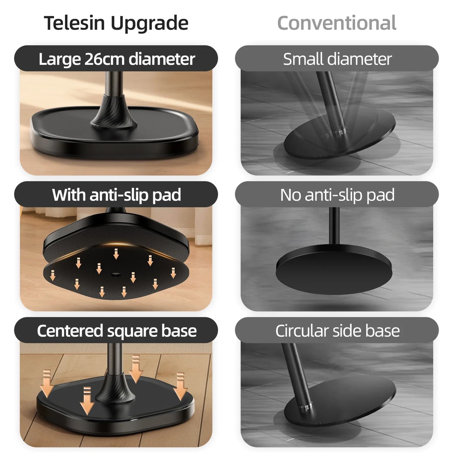 Original Telesin P3-DS-01 P3-FS-01 Adjustable Desktop Stand For Phone And Camera With Flexible Arm And Stable Base Design