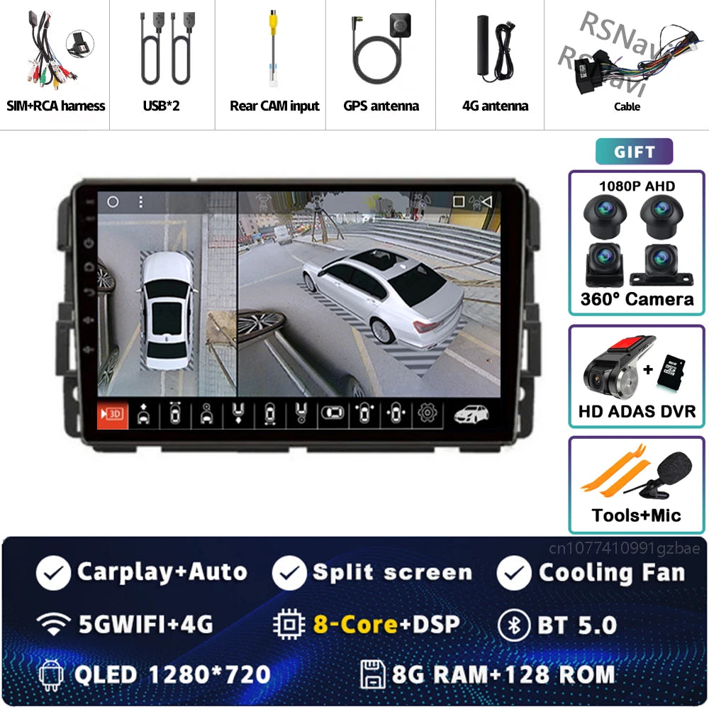 Android 16 Carplay Car Radio for Chevrolet Silverado Impala GMC Yukon Acadia Sierra Multimedia Video Player Navigation Stereo BT
