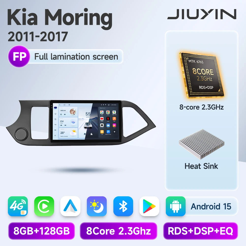 JIUYIN Android 15 Carplay Car Radio Multimidia Video Player For KIA PICANTO Morning 2011-2017 Navigation GPS IPS Head Unit