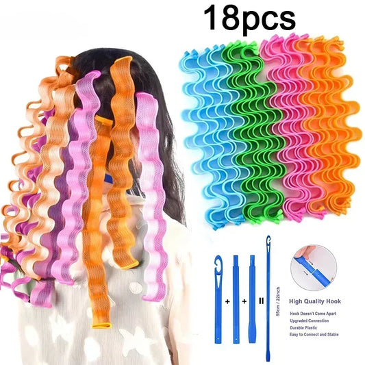 Heatless spiral hair curlers with hooks