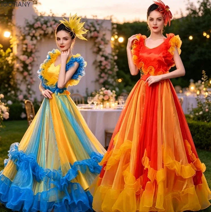 Women's flamenco opening dance big swing dress
