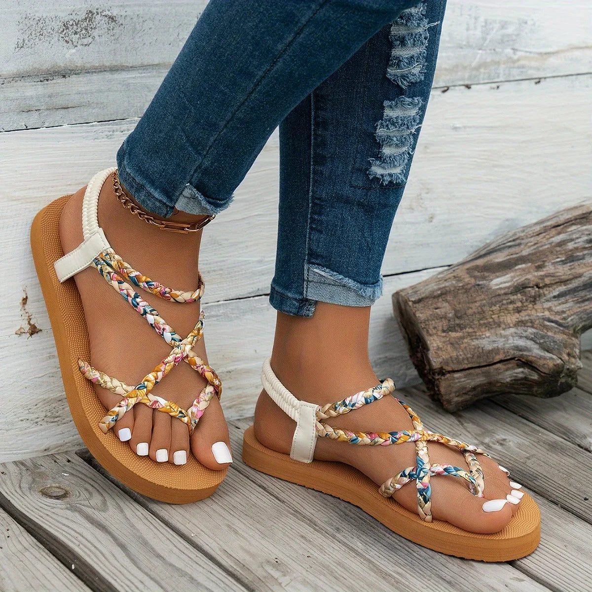 Women's Lightweight Large Size Beach Sandals – Round Toe Fish Mouth Casual Summer Sandals | Plus Sizes