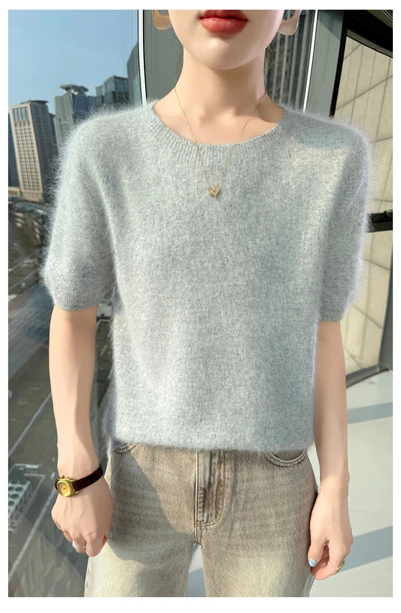 Women's Short Sleeve Knit Sweater Top