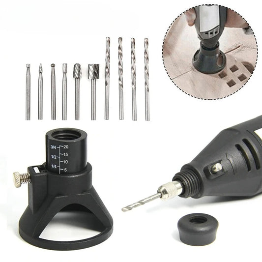 Rotary Router Milling Cutter Guide Attachment Twist Drill Bit Wood Carving Tool Kit Dedicated Locator Woodwork Tool for Dremel