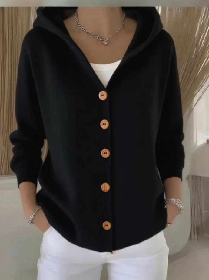 Women's Hooded Knit Cardigan - Casual Open Front V-Neck Sweater - photo 3