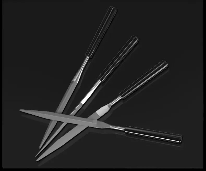 10 Pieces of Mixed Small File Set Plastic Handle Shaping Triangular Polishing Metal Steel File Flat File Hand Tools Files Set