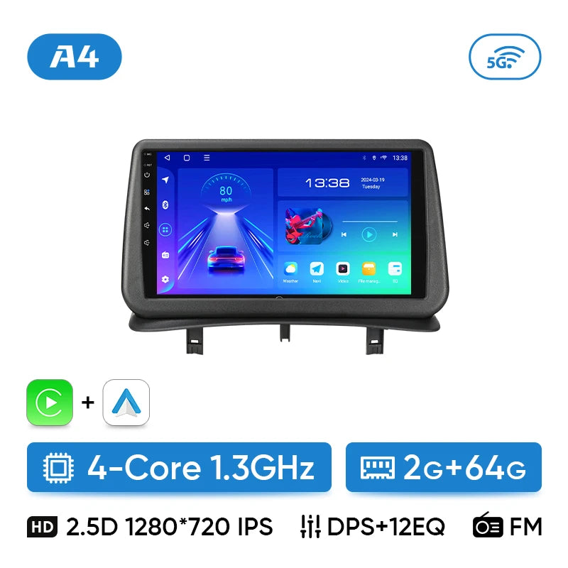 Car Stereo with Apple CarPlay & Android Auto, Compatible with Renault Clio 3 (2005-2014)