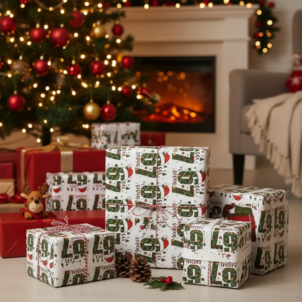 Christmas Gift Wrap Paper 90cm Long Roll Width Fun Holiday Party Creative Present Wrapping Paper For Family Office Party Gift