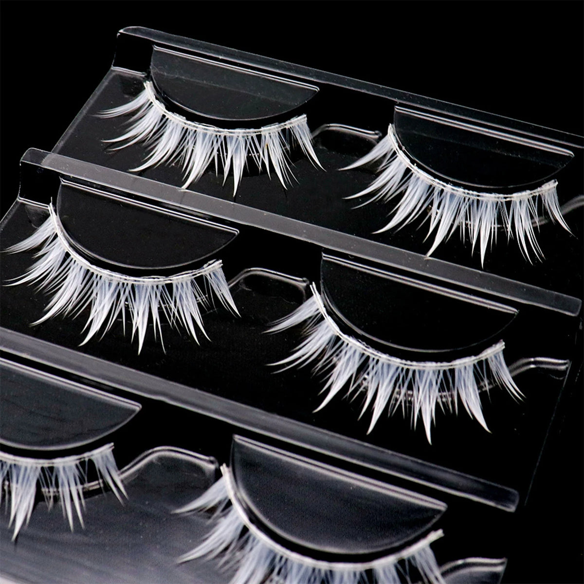 White Feather Lashes Strips Manga Cosplay False Eyelashes Full Srip Cluster Lashes Extensions Halloween Christmas Party Makeup