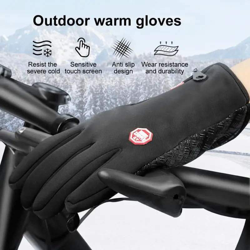 Men's Winter Touchscreen Gloves - Windproof Zip Riding and Driving Gloves