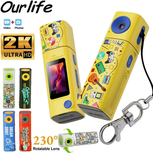 Ourlife Mini Keychain Camera – 2K HD & 230° Flip Lens