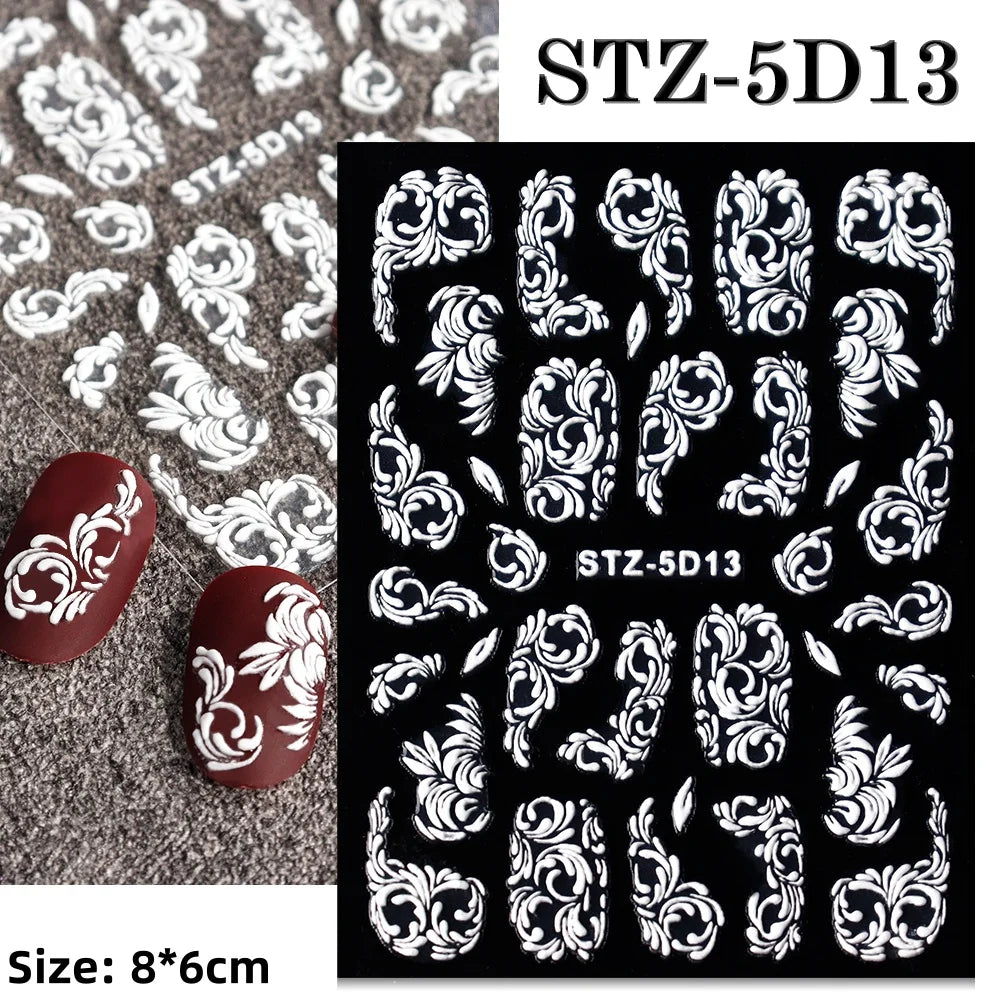 1pc Christmas Nail Art Stickers 5D Winter Holiday Themed Nail Decor Santa/Snowflakes/Christmas Trees/Gingerbread Nail Supplies *