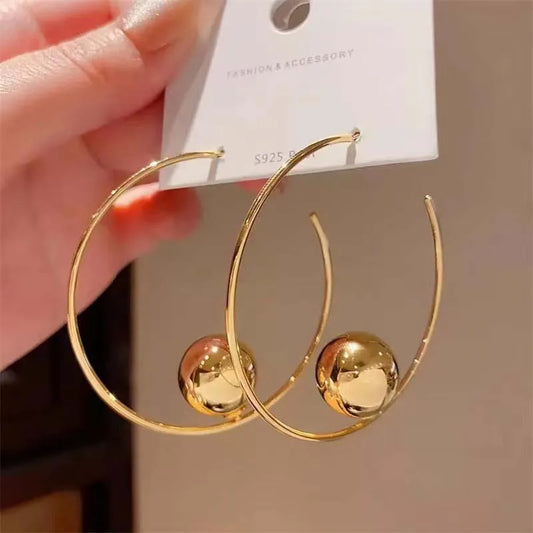 Big Circle Hoop Earrings — Gold Tone C-Shaped Statement Hoops
