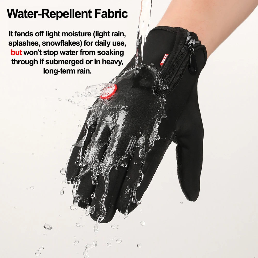Unisex Touchscreen Winter Gloves, Windproof Zipper Gloves