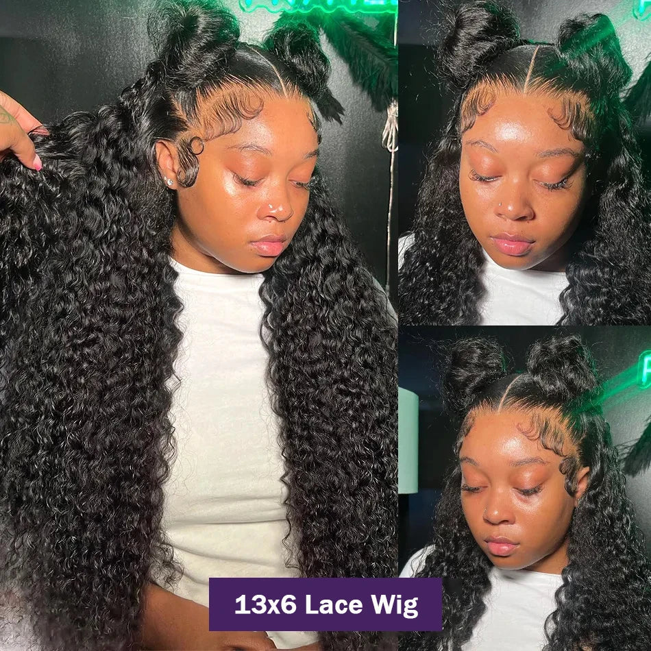 Curly Deep Wave 13x6 HD Lace Front Human Hair Wig — 250% Density (30"–40")