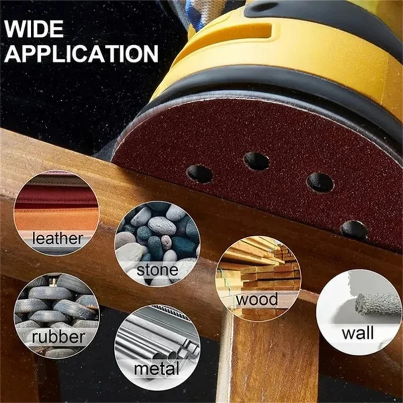 8 Hole 125mm Sandpaper Woodworking Metal Grinding Disc Abrasive Polishing Tool 40/1000/2026 Grit Sanding Discs