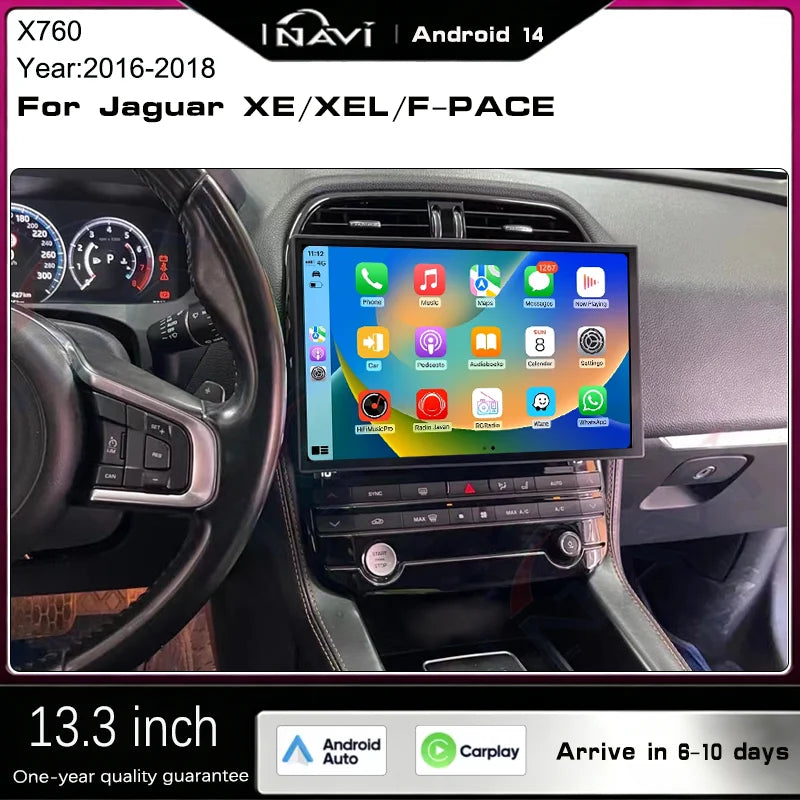 13.3" Car Stereo with Apple CarPlay & Android Auto, Compatible with Jaguar XE, XEL & F-PACE (2016-2019)