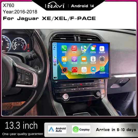 13.3" Car Stereo with Apple CarPlay & Android Auto, Compatible with Jaguar XE, XEL & F-PACE (2016-2019)